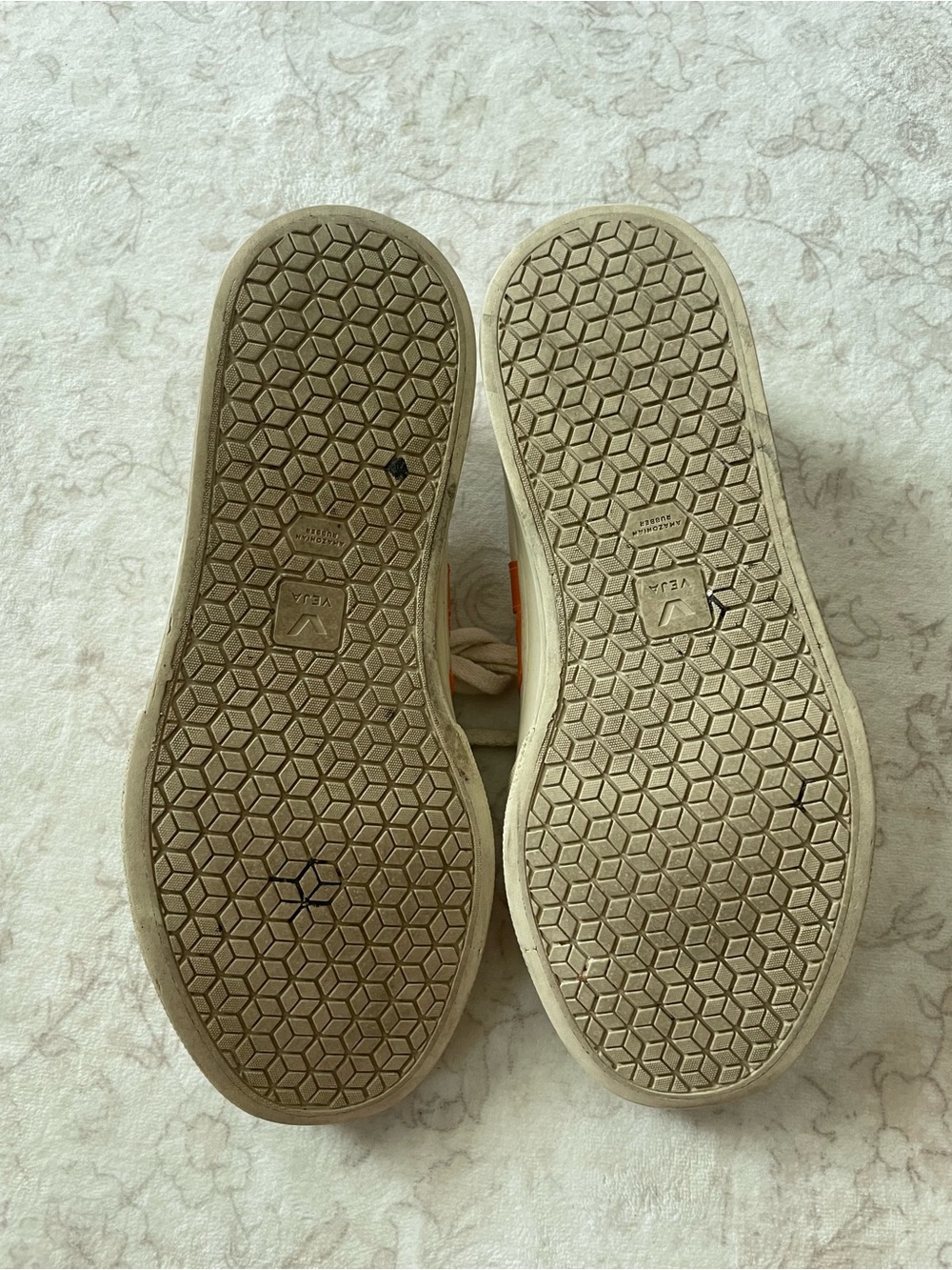 Veja White Leather Sneakers with Orange Accent - Picture 9 of 9